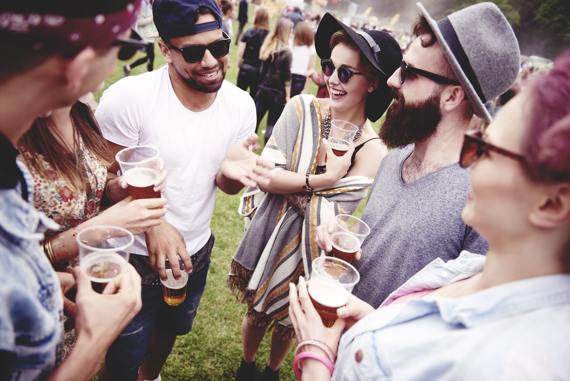 Meeting of friends at the music festival